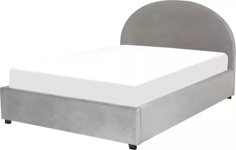 Beliani VAUCLUSE Bed met opbergruimte Grijs 140 x 200 cm Fluweel