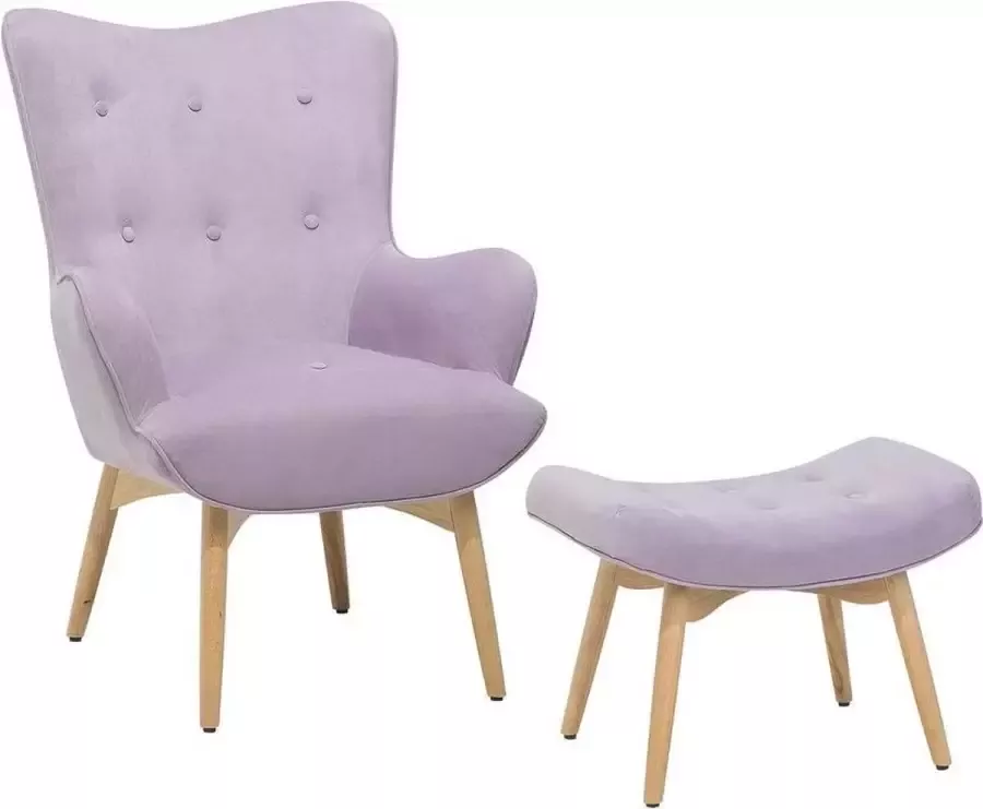 Beliani VEJLE Chesterfield fauteuil Roze Fluweel - Foto 2