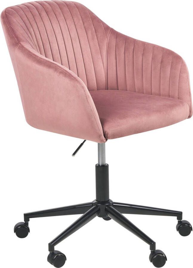 Beliani VENICE Office Chair Roze Fluweel