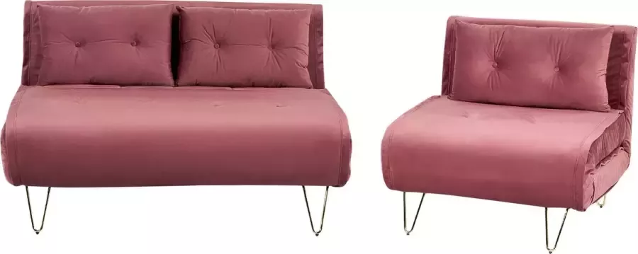Beliani VESTFOLD Living Room Set Roze Fluweel