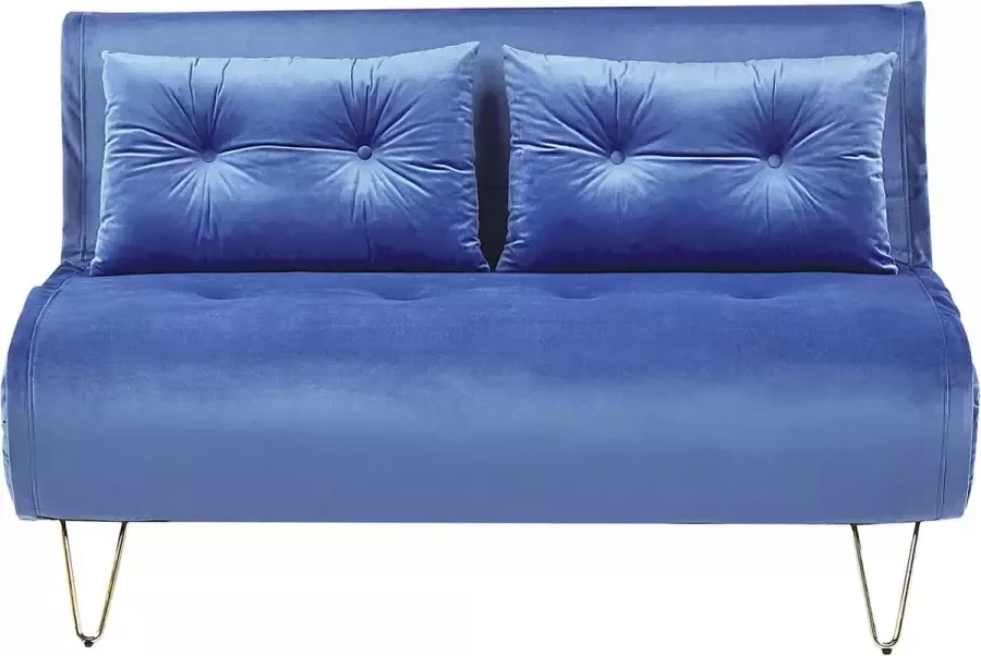 Beliani VESTFOLD Two Seater Sofa Blauw Fluweel - Foto 1