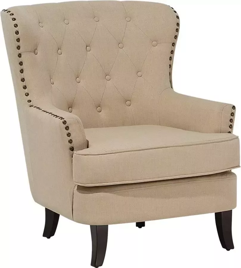 Beliani VIBORG Chesterfield fauteuil Beige Polyester - Foto 1