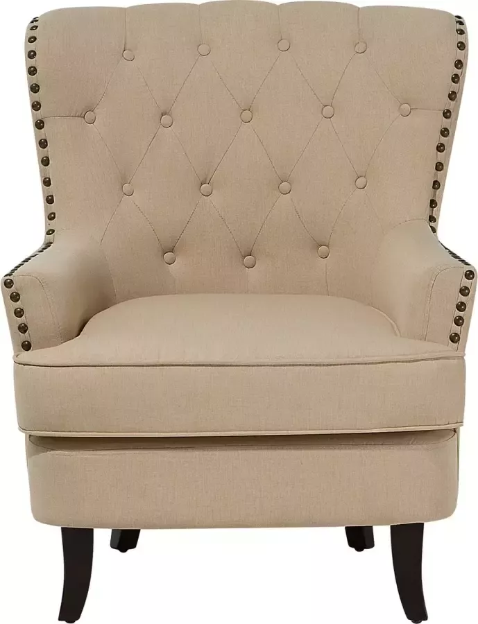 Beliani VIBORG Chesterfield fauteuil Beige Polyester - Foto 2