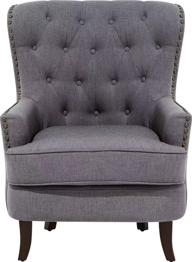 Beliani VIBORG II Chesterfield fauteuil Grijs Polyester - Foto 1