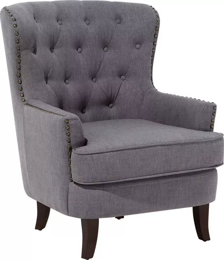 Beliani VIBORG II Chesterfield fauteuil Grijs Polyester - Foto 2