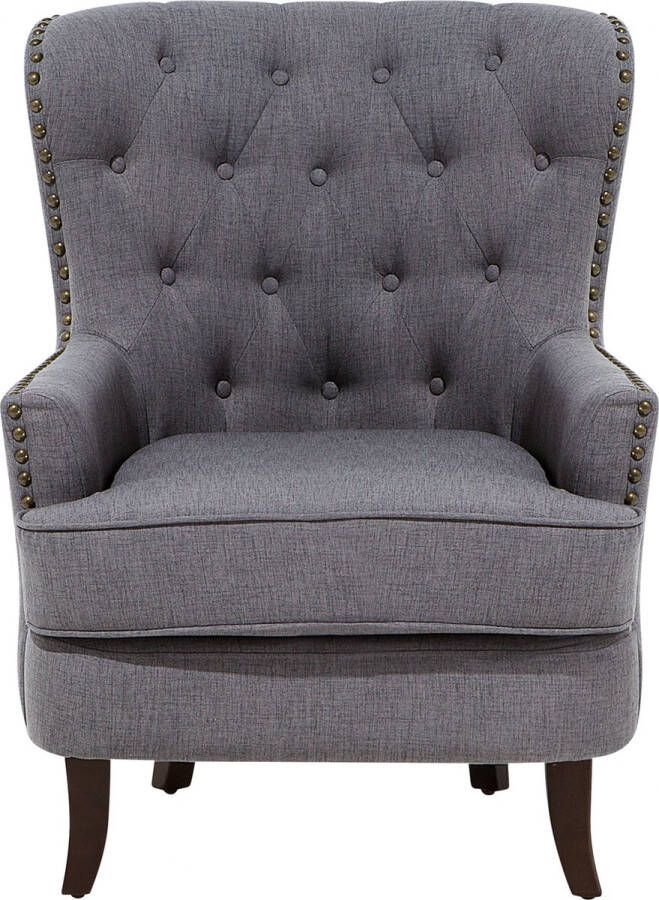 Beliani VIBORG Chesterfield fauteuil Grijs Polyester