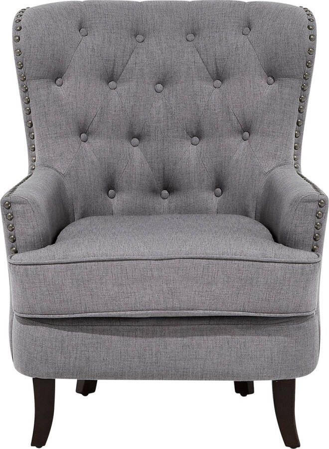 Beliani VIBORG Chesterfield fauteuil Lichtgrijs Polyester - Foto 1