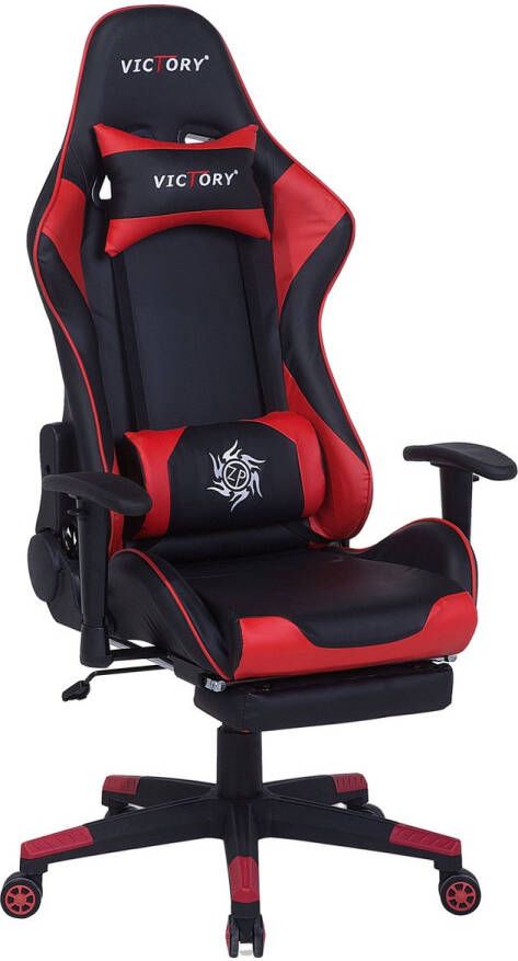 Beliani Gamestoel Draaibaar VICTORY Kunstleer Rood