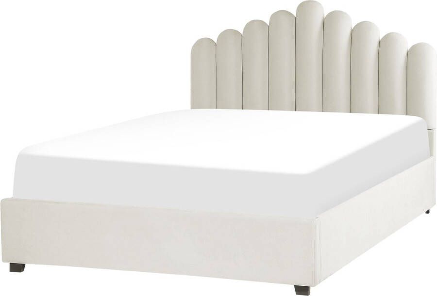 Beliani VINCENNES Bed met opbergruimte Wit 140 x 200 cm Fluweel