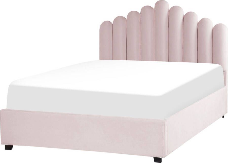 Beliani VINCENNES Bed met opbergruimte Roze 140 x 200 cm Fluweel