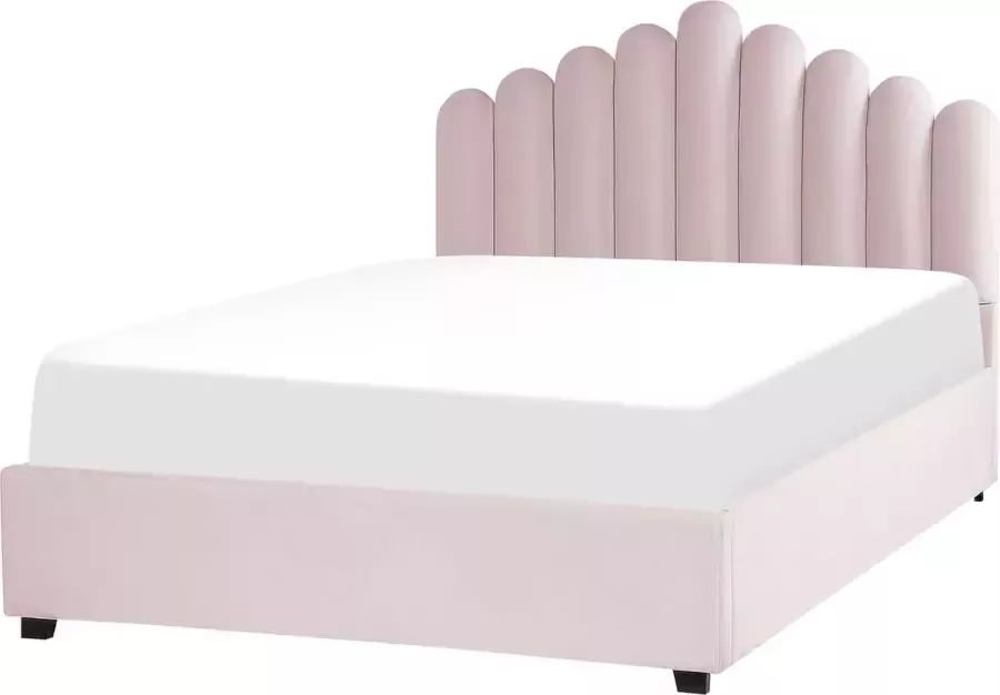 Beliani VINCENNES Bed met opbergruimte Roze 160 x 200 cm Fluweel - Foto 1