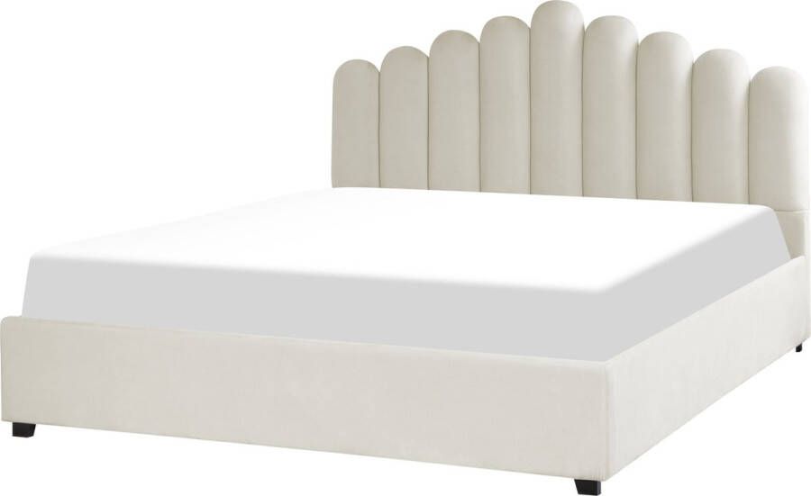 Beliani VINCENNES Bed met opbergruimte Wit 180 x 200 cm Fluweel