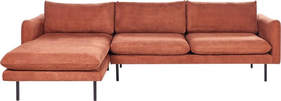 Beliani Hoekbank VINTERBRO Chenille Goudbruin 4-zitter Rechterzijde