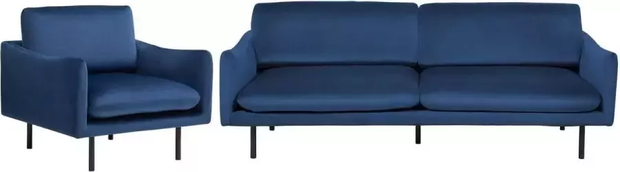 Beliani VINTERBRO Living Room Set Blauw Fluweel - Foto 2