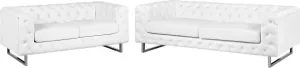 Beliani VISSLAND Chesterfield bank Wit Kunstleer