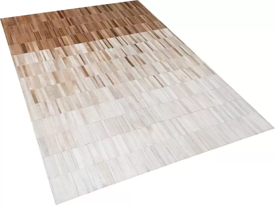 Beliani YAGDA Laagpolig vloerkleed Lichtbruin 140 x 200 cm Koeienhuid leer - Foto 2