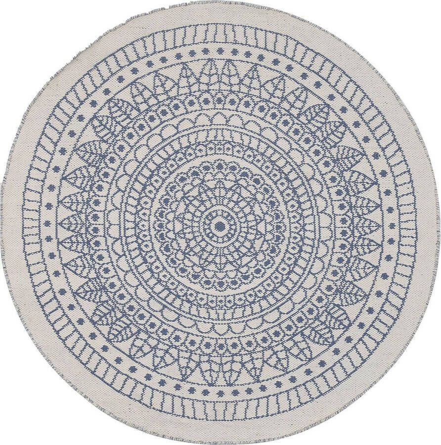 Beliani YALAK Outdoor vloerkleed Blauw 140 cm Synthetisch materiaal