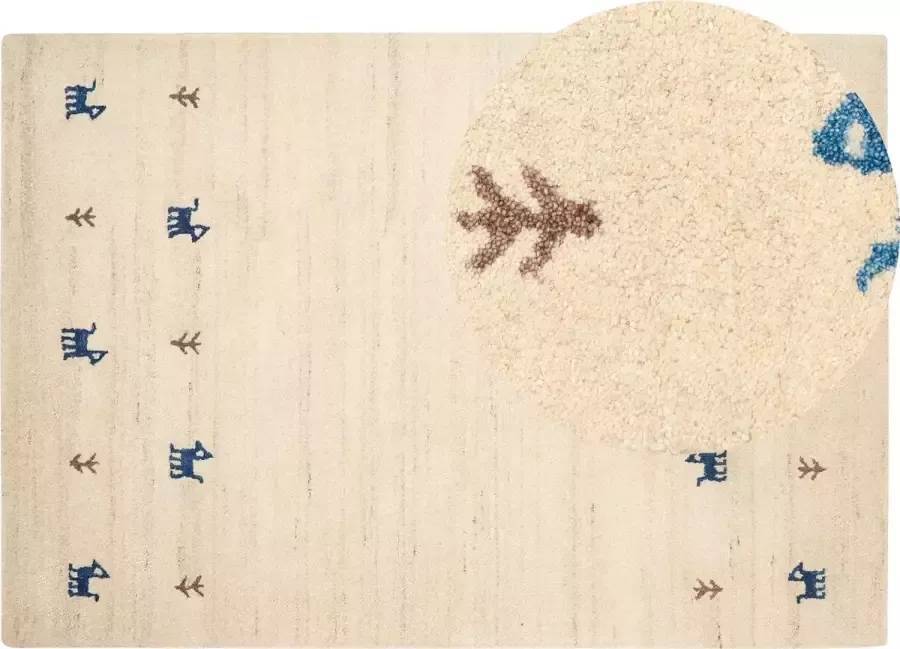 Beliani YALI Modern vloerkleed Lichtbeige 160 x 230 cm Wol