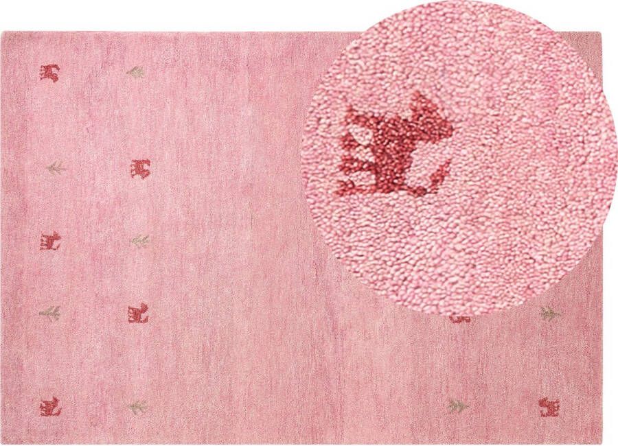 Beliani YULAFI Modern vloerkleed Roze 140 x 200 cm Wol