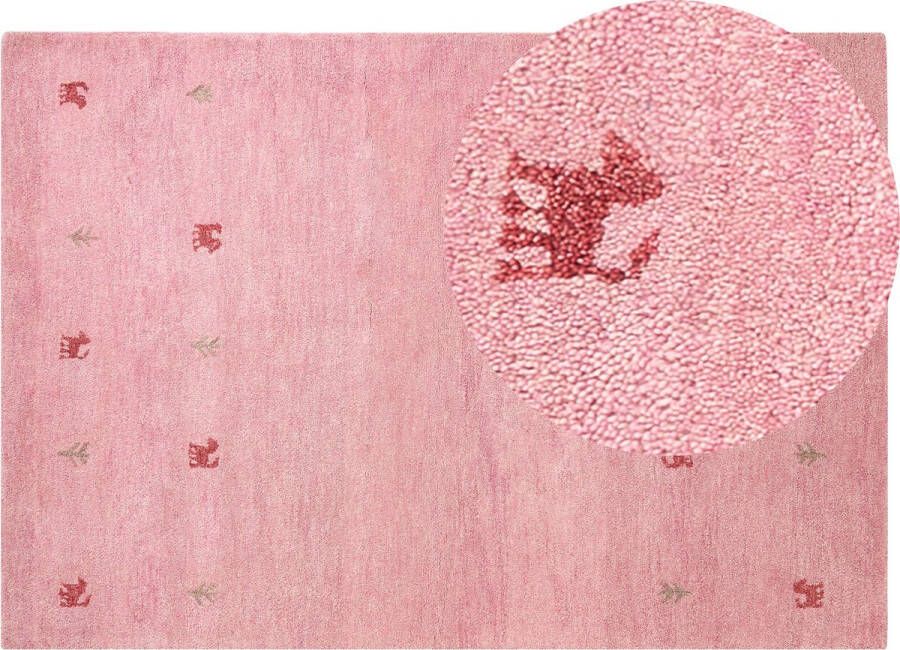 Beliani YULAFI Modern vloerkleed Roze 160 x 230 cm Wol