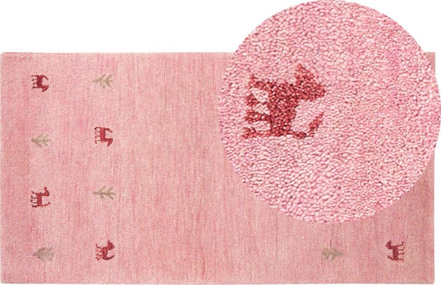 Beliani YULAFI Modern vloerkleed Roze 80 x 150 cm Wol