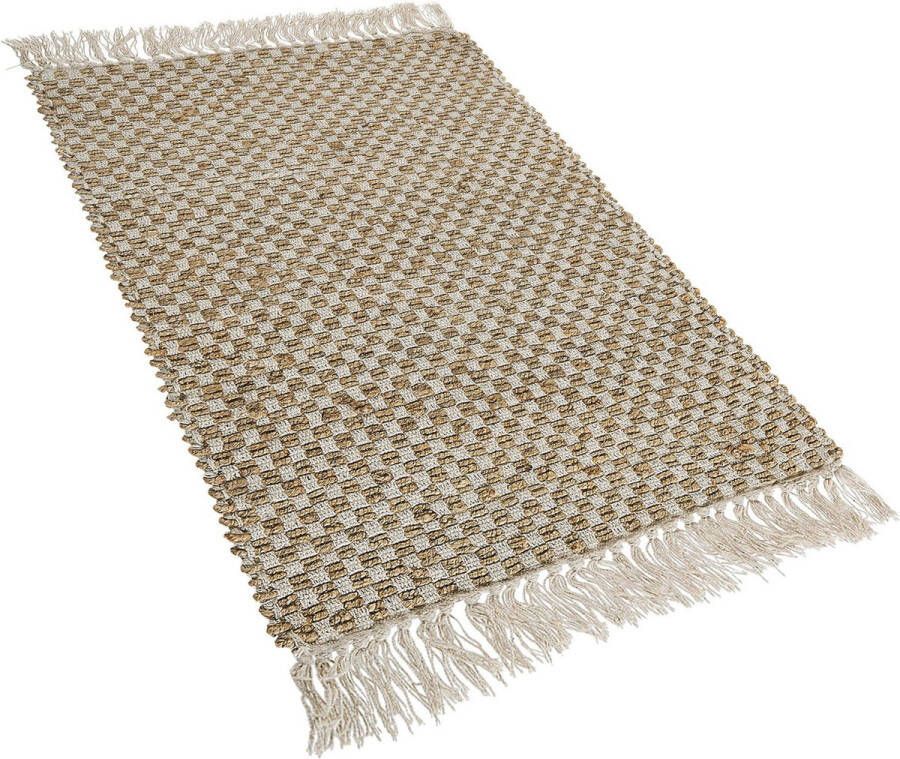 Beliani ZERDALI Laagpolig vloerkleed Beige 50 x 80 cm Katoen