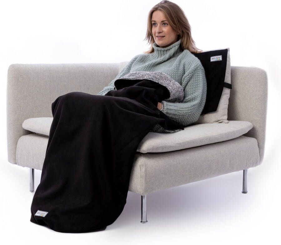 Belieff Cozy Deken (M) – Dikke Warmte Deken Fleece – Voetenzak Volwassene Fleece Plaid – Fleece Deken Warmtedeken – Warmte Deken Elektrisch Voor Op De Bank (Exclusief Heating Systeem) Zwart