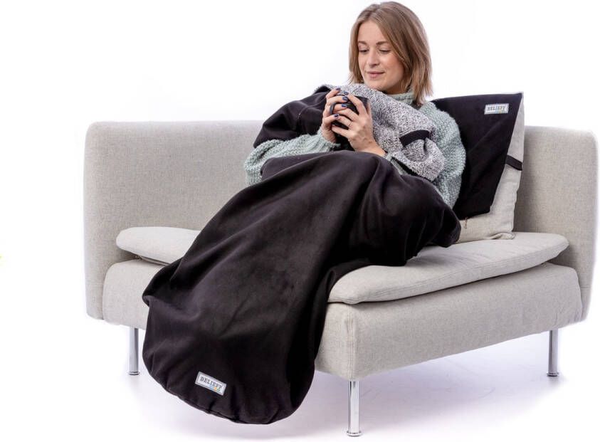 Belieff Cozy Deken (XL) – Dikke Warmte Deken Fleece – Voetenzak Volwassene Fleece Plaid – Fleece Deken Warmtedeken – Warmte Deken Elektrisch Voor Op De Bank (Exclusief Heating Systeem) Zwart