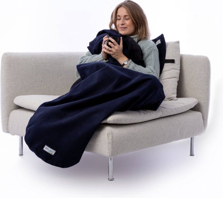 Belieff Cozy Deken (XL) – Dikke Warmte Deken Fleece – Voetenzak Volwassene Fleece Plaid – Fleece Deken Warmtedeken – Warmte Deken Elektrisch Voor Op De Bank (Exclusief Heating Systeem) Blauw
