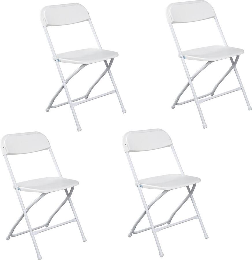 Bellavio Klapstoel Set van 4 Campingstoelen Klassieke Tuin Opklapbare Stoelen 45 x 48 x 80 cm Wit