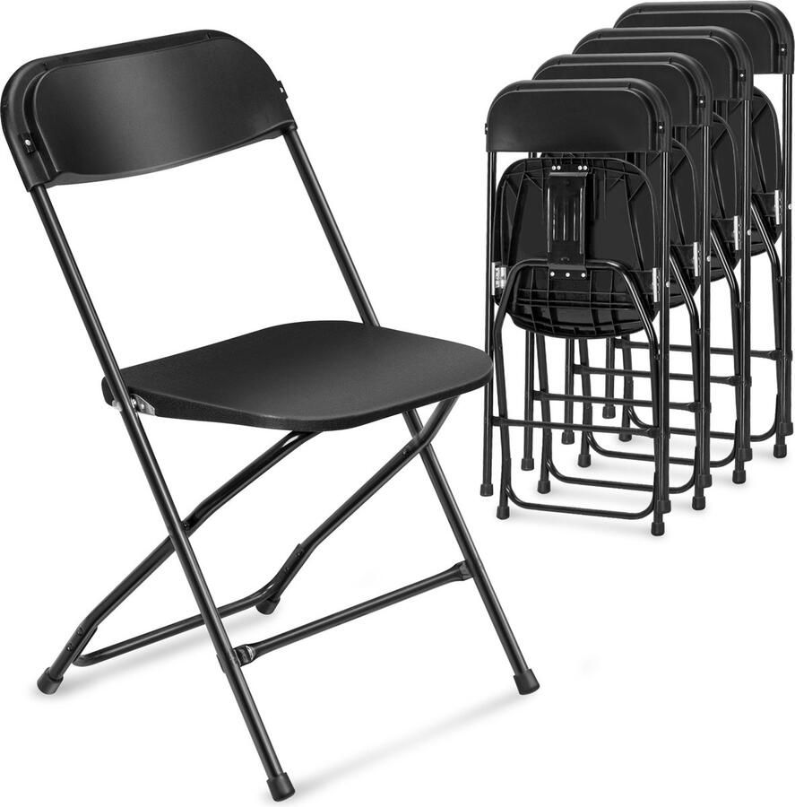 Bellavio Klapstoel Set van 4 Campingstoelen Vouwstoel Klassieke Tuin Opklapbare Stoelen 45 x 48 x 80 cm Zwart