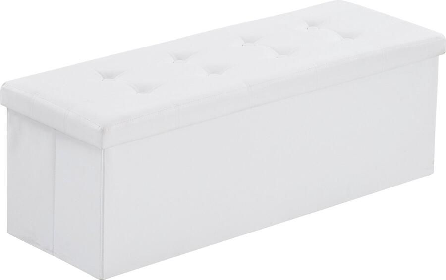 Bellavio Zitbank met Opbergruimte Opbergbank Opbergbox 110x38x38cm PVC Wit