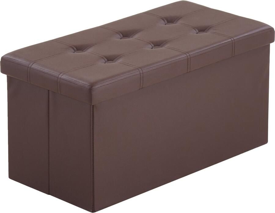 Bellavio Zitbank met Opbergruimte Opbergbank Opbergbox 76x38x38cm PVC Donkerbruin
