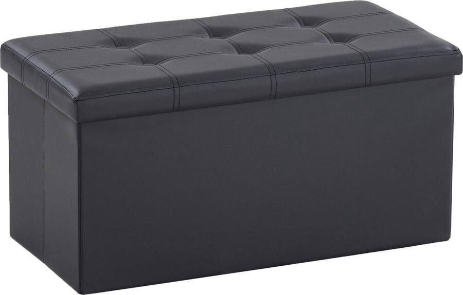 Bellavio Zitbank met Opbergruimte Opbergbank Opbergbox 76x38x38cm PVC Zwart