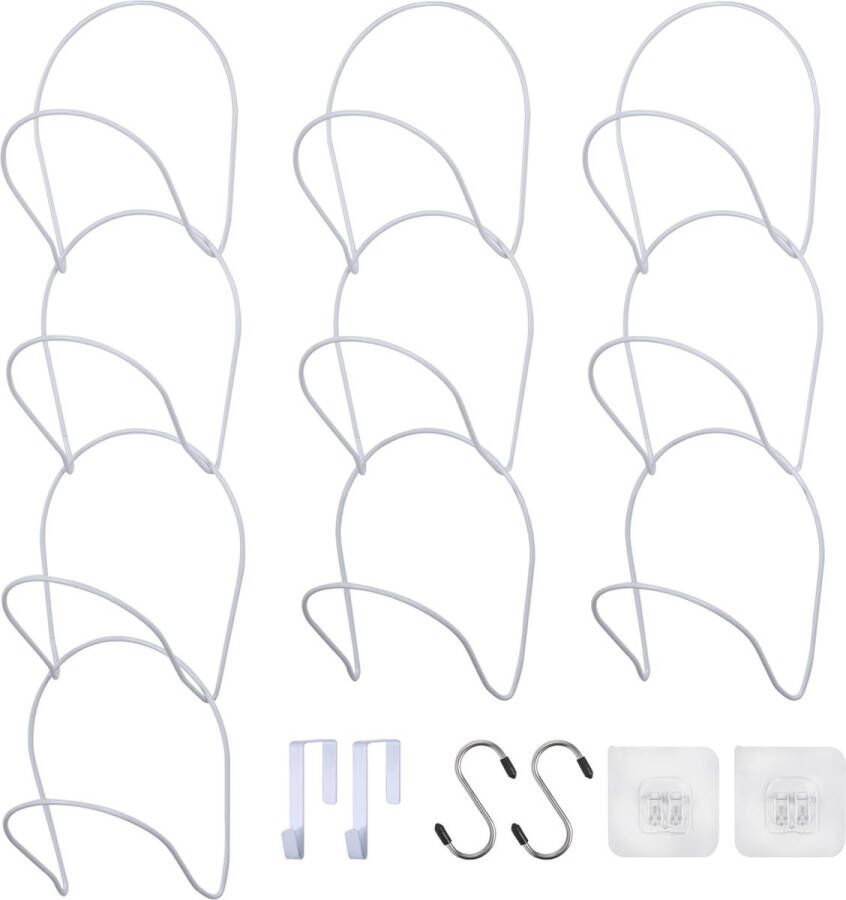 BELLE VOUS 10 Pak Hoeden Rek Hangers Over Deur Zelfklevende Hoeden Haak Opslag Houder Organizers Display Baseball Caps Handtassen Handdoeken & Kleding Voor Deur Muur Kast of Kledingkast - Foto 2