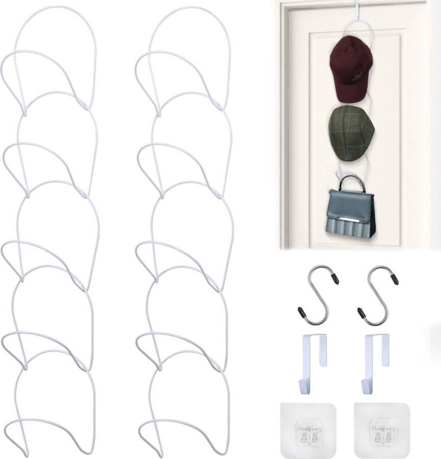 BELLE VOUS 10 Pak Hoeden Rek Hangers Over Deur Zelfklevende Hoeden Haak Opslag Houder Organizers Display Baseball Caps Handtassen Handdoeken & Kleding Voor Deur Muur Kast of Kledingkast