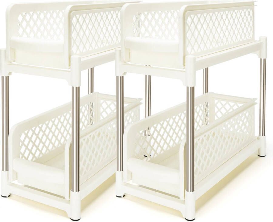 BELLE VOUS 2 Pak 2 Laags Onder Gootsteen Opslag Organizers Schuifmand Lades voor Keukenkasten Badkamer Onderbak Kasten en Meer Multifunctionele Opslag Planklades - Foto 2
