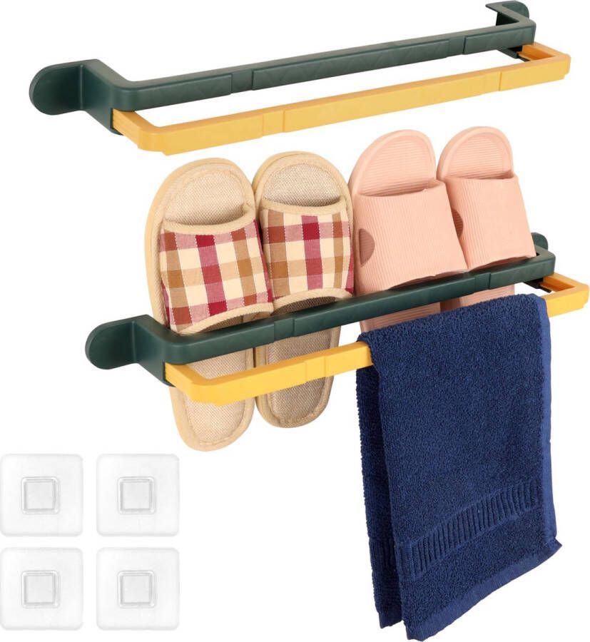 Tinyyo Belle Vous (2 Pak Groene Muur Gemonteerde Schoenen Rekken Plastic Zelfklevend Hangende Deur Opslag Houder voor Schoenen Slippers Kast Entree Organizer Plank