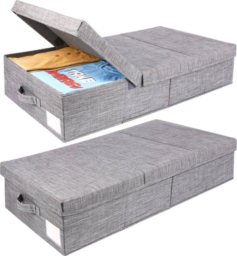 BELLE VOUS 2 Pak Vouwbare Onderbed Opslag Dozen met Handvatten Organizer Zakken voor Onder het Bed Kast of Kledingkast Opslag Containers voor Kleding Schoenen Kussenhoes Dekbedovertrek en Meer