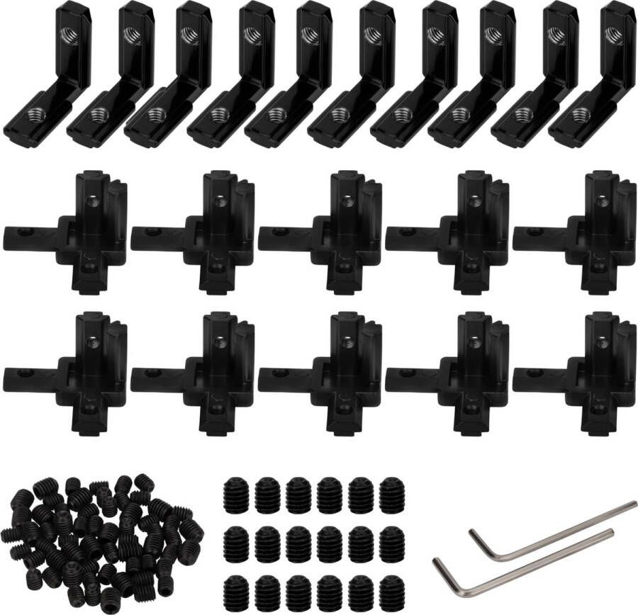 BELLE VOUS 22 Pack of 2020 Extrusion Profile Connectors 3-Way Connects with 90 Degree Right Angle L-Shaped Brackets & Screws Corner Brace Connectors for Wood Furniture Shelves & Cabinets