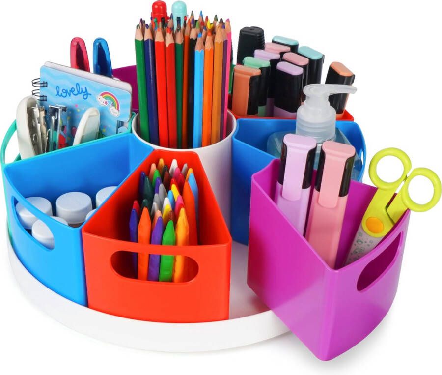 BELLE VOUS 360° Roterende Schrijfmaterialen Organiser 9 Compartimenten Pennen Potloden Houder Draaiende Bureau Opslag Caddy voor Kunst Hobby Benodigdheden Huis Kantoor School Organisatie