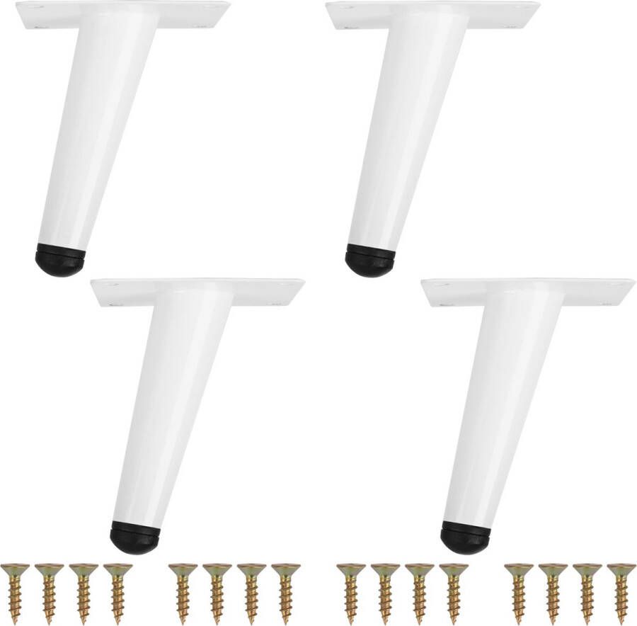 BELLE VOUS (4 Pak) Wit Metaal Gehelde Meubel Poten 10 cm Non-slip Gehelde Vervangingsvoetjes voor Kast Sofa Tafel Bureau Stoel & Bed