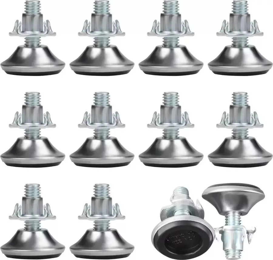 BELLE VOUS Aanpasbare Meubel Verhogers (12 Pak) Medium Voet Gelijkstelling Polypropyleen Getande T-moer Huis Kantoor & Restaurant Poten Meubelversteller Voor Tafel Stoel Sofa & Beddenpoten