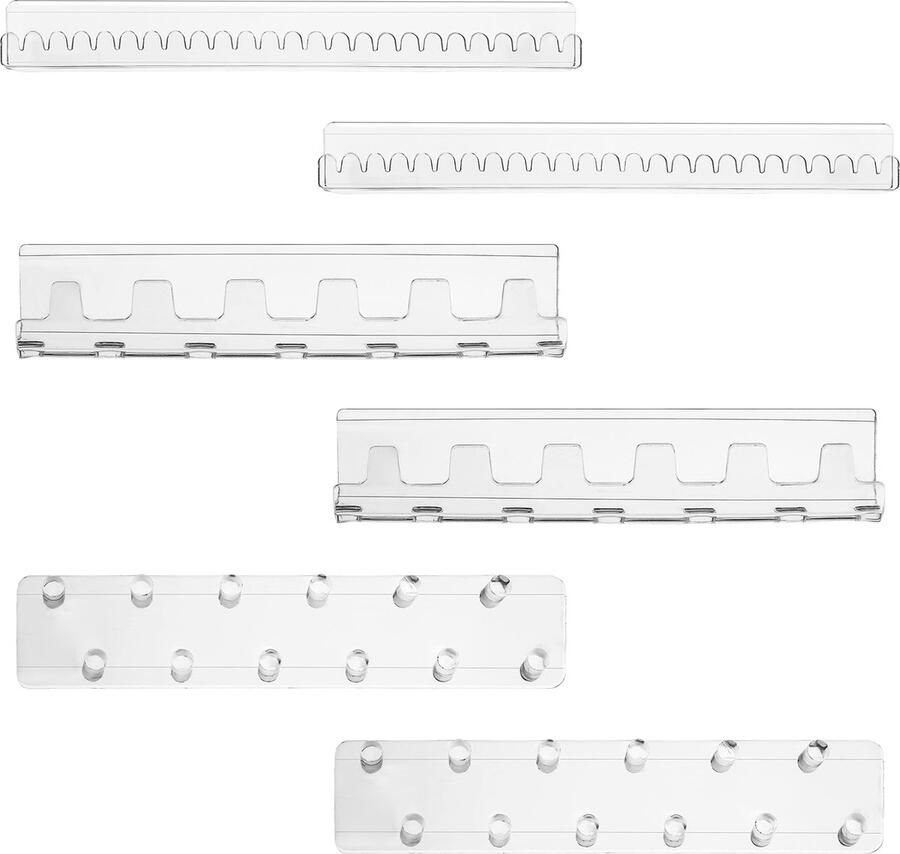BELLE VOUS 6 Pak Doorzichtig Acryl Ketting Sieraden Houders Set van Zelfklevende Muur Gemonteerde Haken & Pinnen Hangende Display voor Kettingen Ringen Armbanden & Oorbellen Opslag Houder