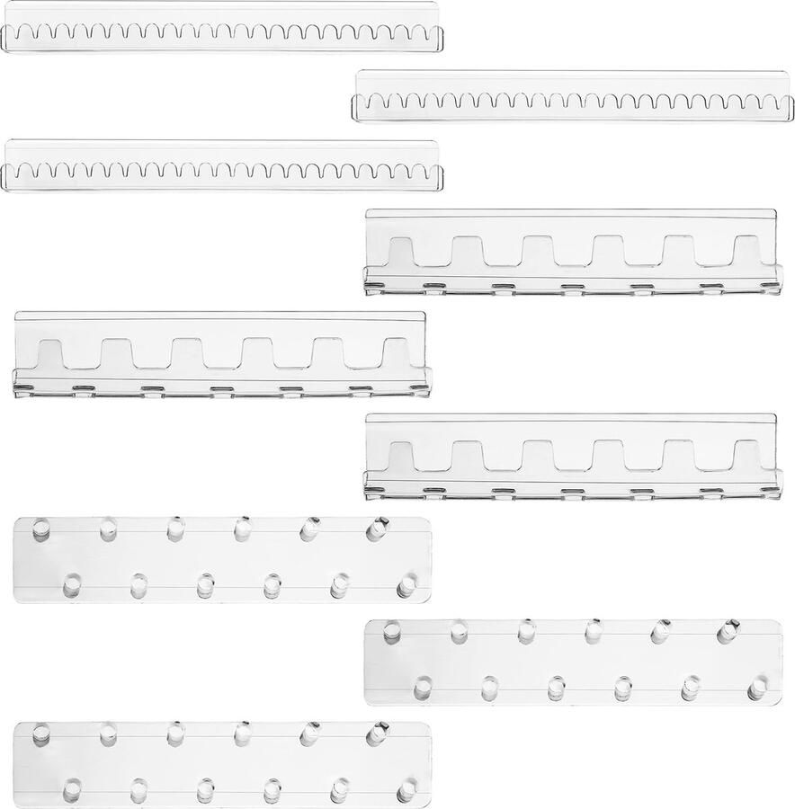 BELLE VOUS 9 Pak Doorzichtig Acryl Ketting Sieraden Houders Set van Zelfklevende Muur Gemonteerde Haken & Pinnen Hangende Display voor Kettingen Ringen Armbanden & Oorbellen Opslag Houder