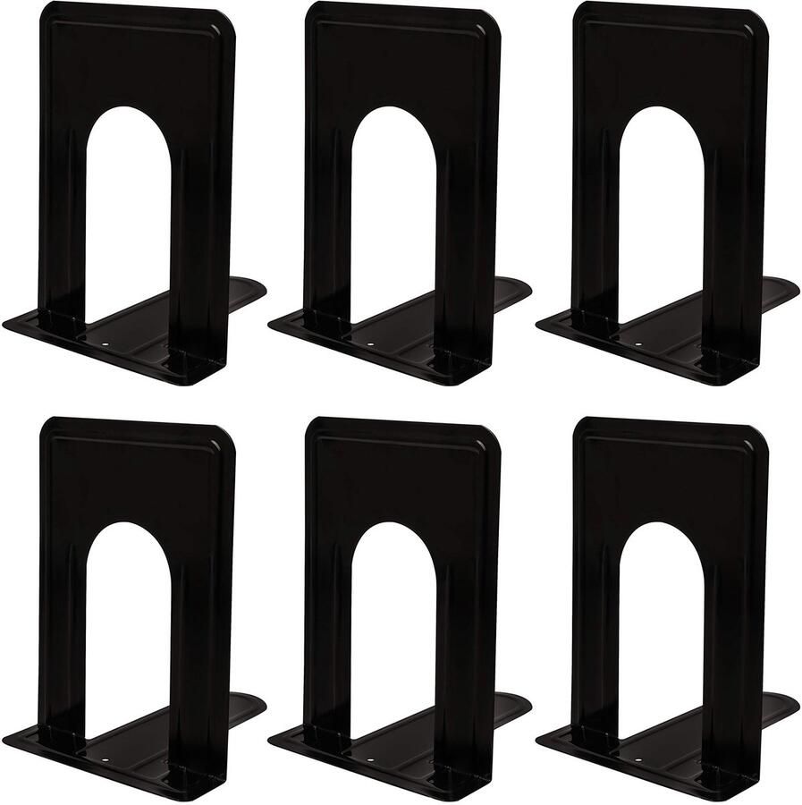 BELLE VOUS Zwart Metalen Zware Kwaliteit Beukensteunen (3 Paar) – Anti-Slip Boeken Stopper Versteviging Voor Boeken & CD s – Verdelers Voor Planken Kantoor Bibliotheek Huis en School