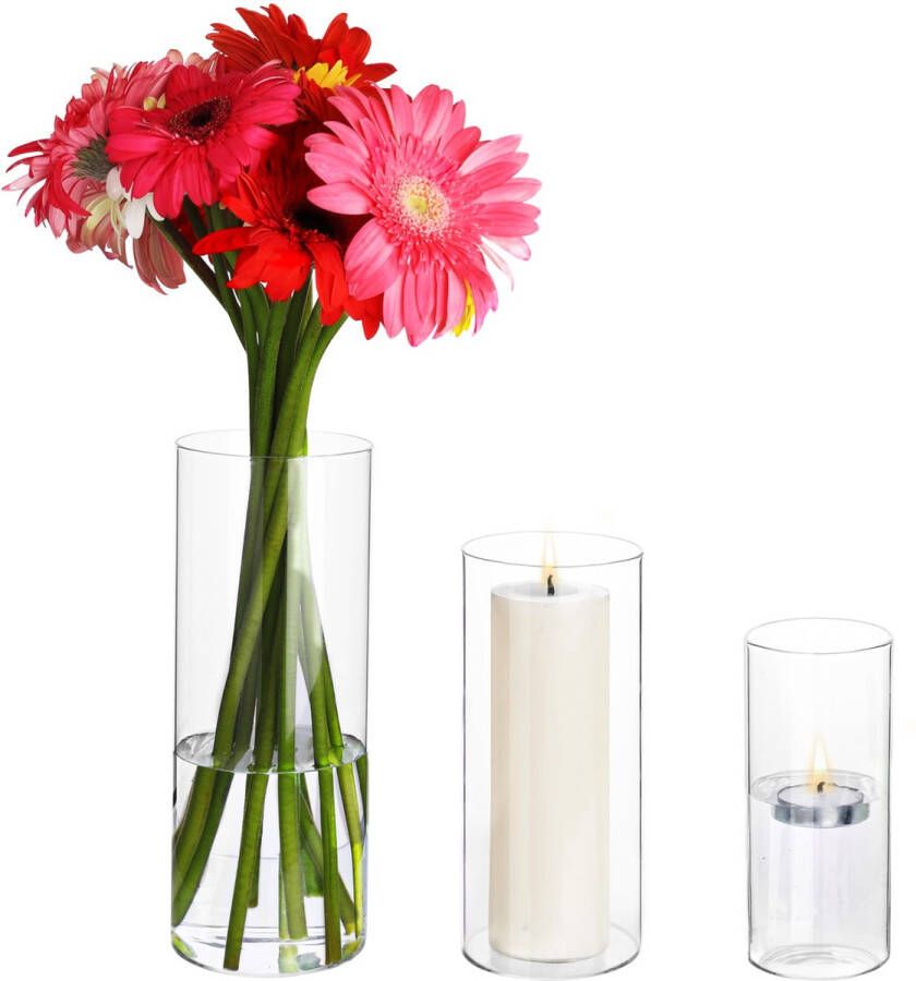 BELLE VOUS set van 3 glazen kaarsenhouders 3 maten kaarsen houder Decoratieve kaarsenhouder voor tafels bruiloften in huis of restaurants