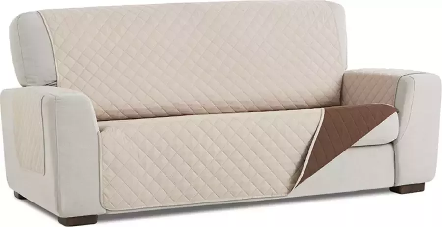 Belmarti Bankbeschermer Duo 160cm breed Beige Aan twee kanten te gebruiken van zacht microvezel voor optimaal comfort