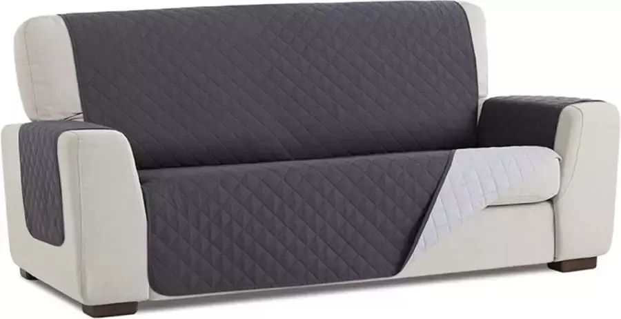 Belmarti Bankbeschermer Duo Quilt Grijs 200cm breed Aan twee kanten te gebruiken Bank beschermer van zacht microvezel voor optimaal comfort