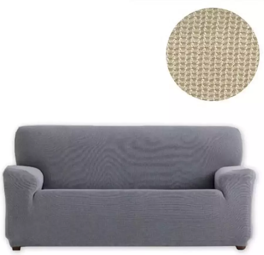 Belmarti Bankhoes Kreta 220cm 250cm breed Beige Voorgevormde elastische hoezen met mooie pasvorm Premium kwaliteit uit Europa